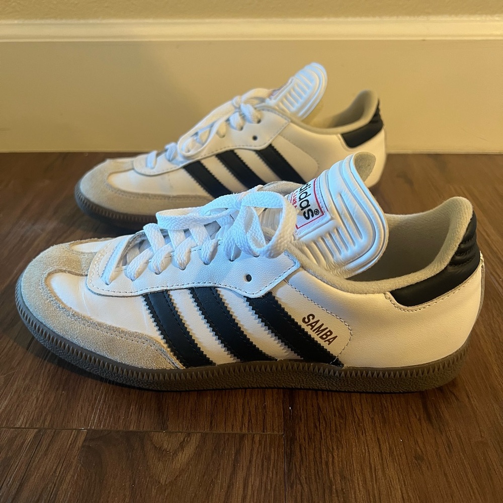 adidas Samba White and Black Athletic Shoes